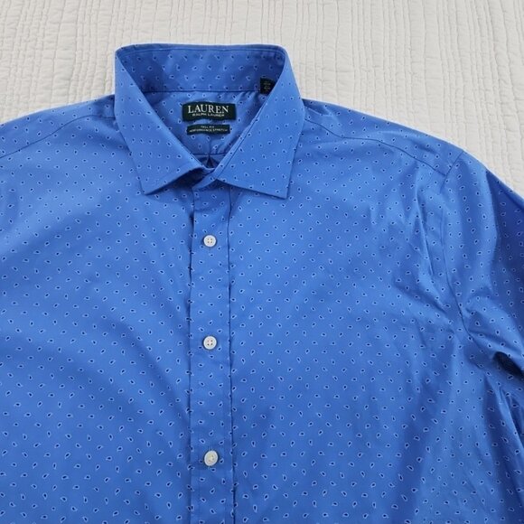 Lauren Ralph Lauren Green Label Shirt Men's 17 1/2 - 36/37 EUC Blue Paisley Luxe - Picture 6 of 16